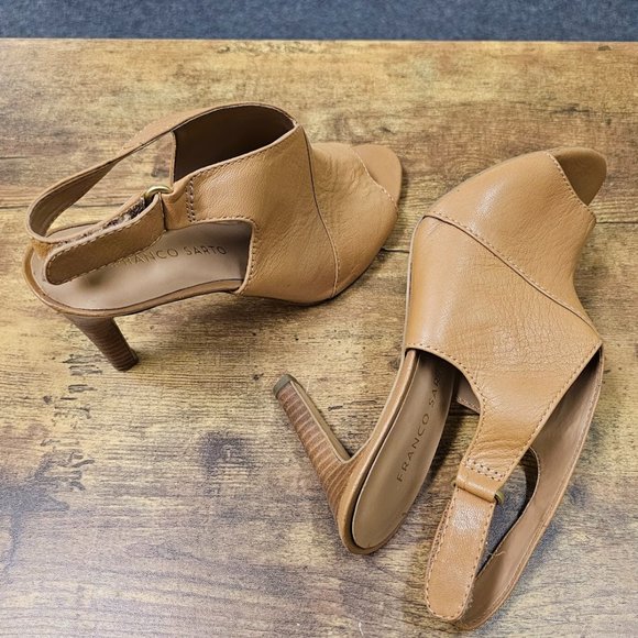 Franco Sarto Shoes - Franco Sarto 3.5" Tan Open Toe Heel